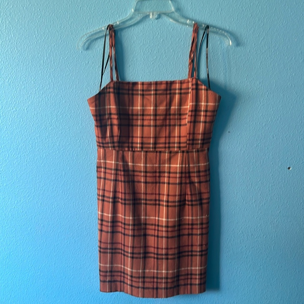Forever 21 size M rust plaid tank dress